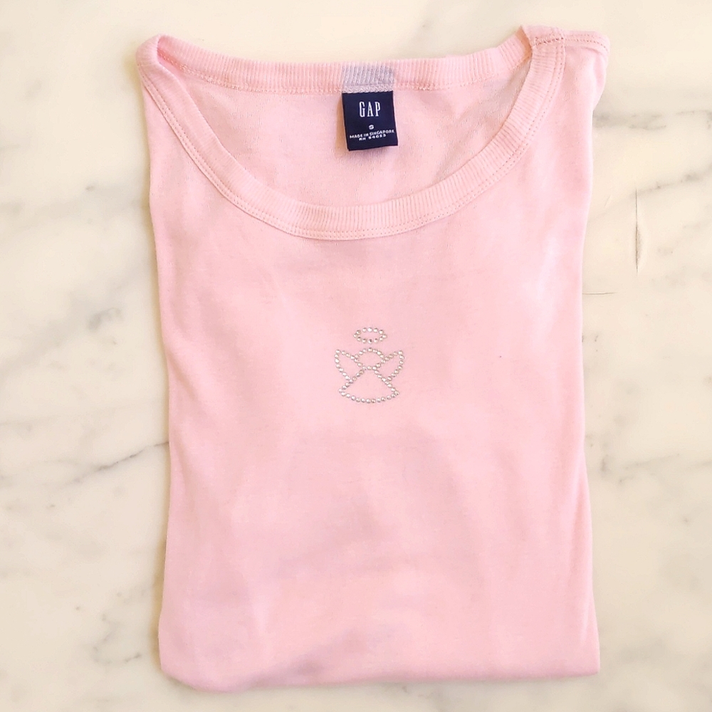 NWOT. GAP 100% Cotton Long Sleeve Tee with crystal decorations.